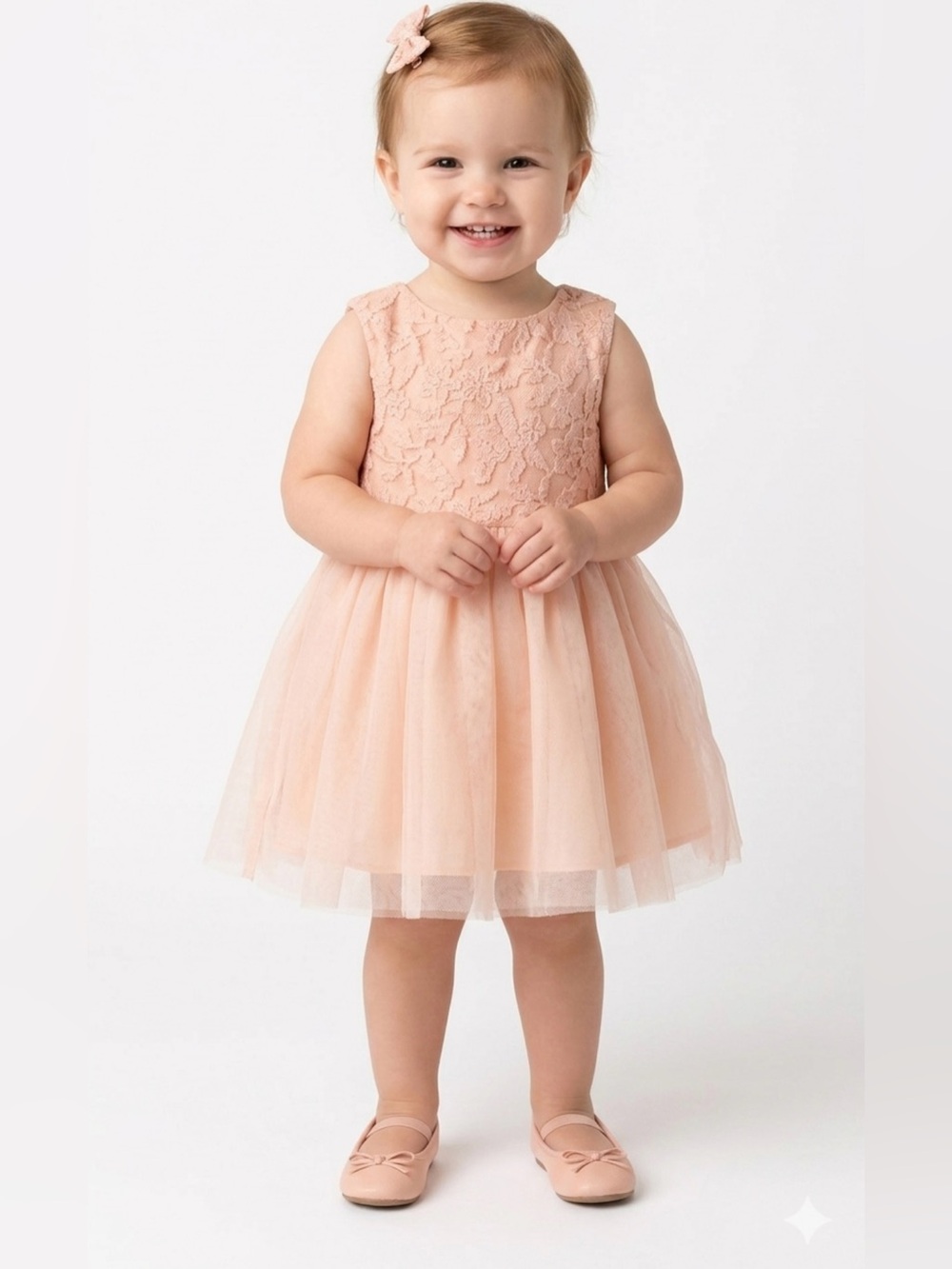 Mia & Mimi Peach Lace Baby Dress